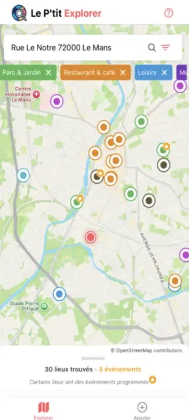 Capture d’écran de l’application mobile P’tit Explorer