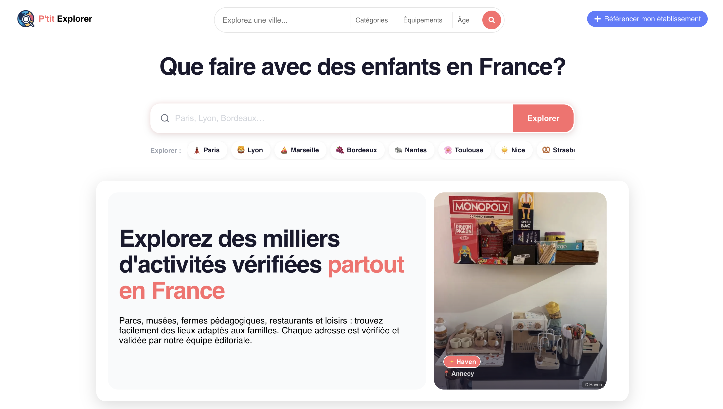 Capture d’écran du site Le P’tit Explorer sur ordinateur, cliquez pour le visiter
